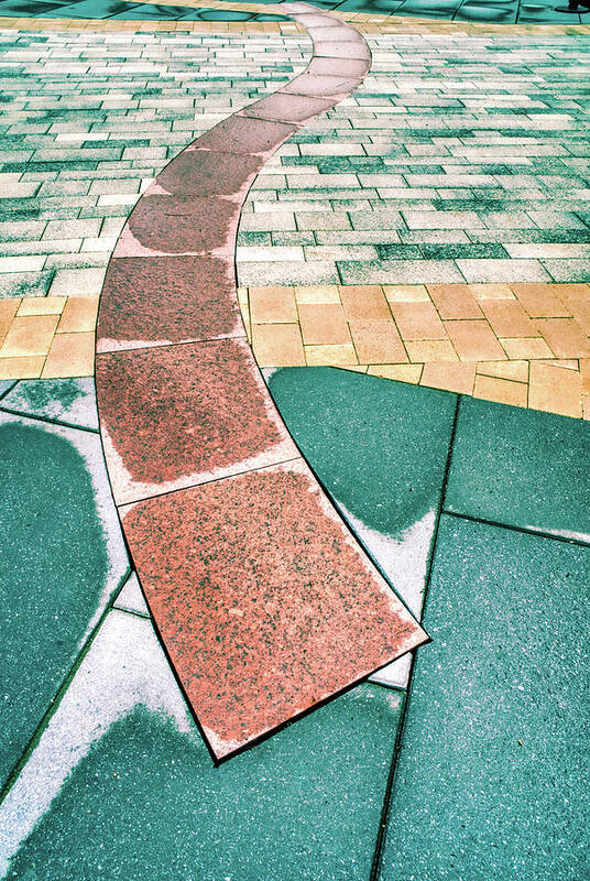 Tiles Art Print featuring the photograph Curves And Rectangles On Deck by Gary Slawsky