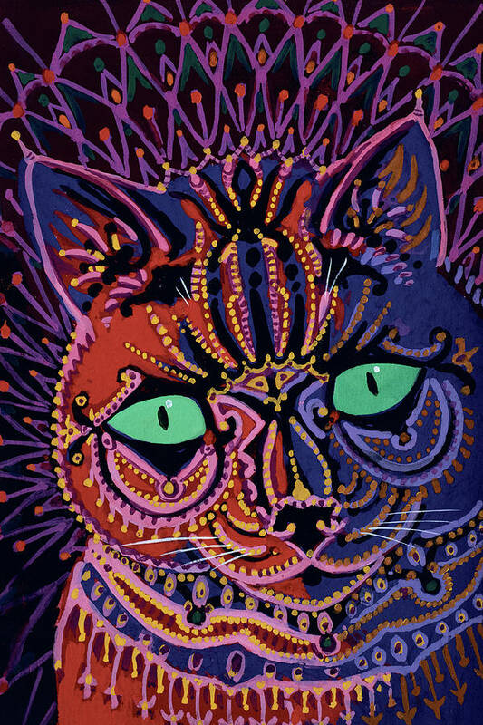 Decorative Cat Art Print by Louis Wain - Pixels Merch