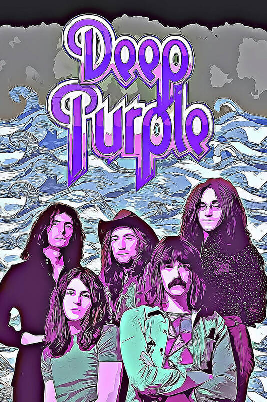 Deep Purple Art Print featuring the mixed media Deep Purple Art Smoke On The Water by The Rocker Chic
