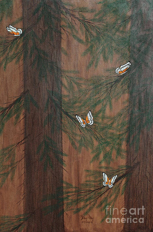 Butterflies Art Print featuring the painting Deep Woods Refuge by Doug Miller