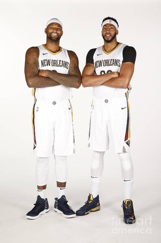 Media Day Art Print featuring the photograph Demarcus Cousins and Anthony Davis by Jonathan Bachman