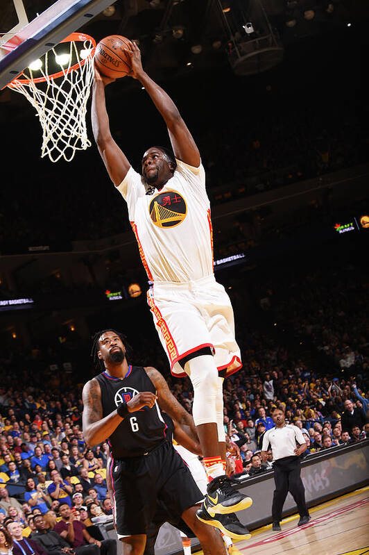 Draymond Green Art Print featuring the photograph Draymond Green and Deandre Jordan by Noah Graham