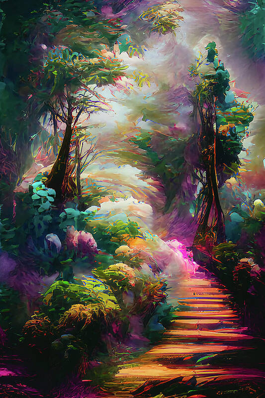 Mystical Art Print featuring the digital art Dream Forest Path by Rich Kovach