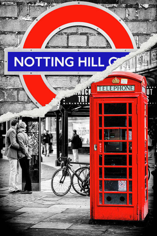 Phone Booths Art Print featuring the photograph Dual Torn Collection - Notting Hill London by Philippe HUGONNARD