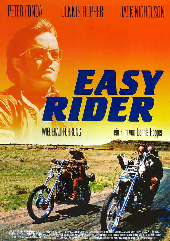 Movie Poster Art Print featuring the mixed media ''Easy Rider'', with Peter Fonda and Dennis Hopper, 1969 by Movie World Posters