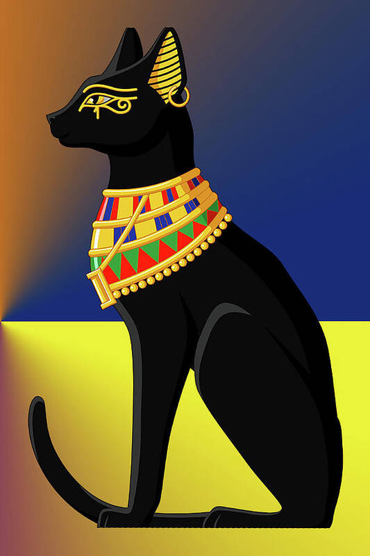 Staley Art Print featuring the digital art Egyptian Cat 1 by Chuck Staley