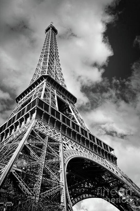 Eiffel Art Print featuring the photograph Eiffel tower in black and white by Delphimages Paris Photography