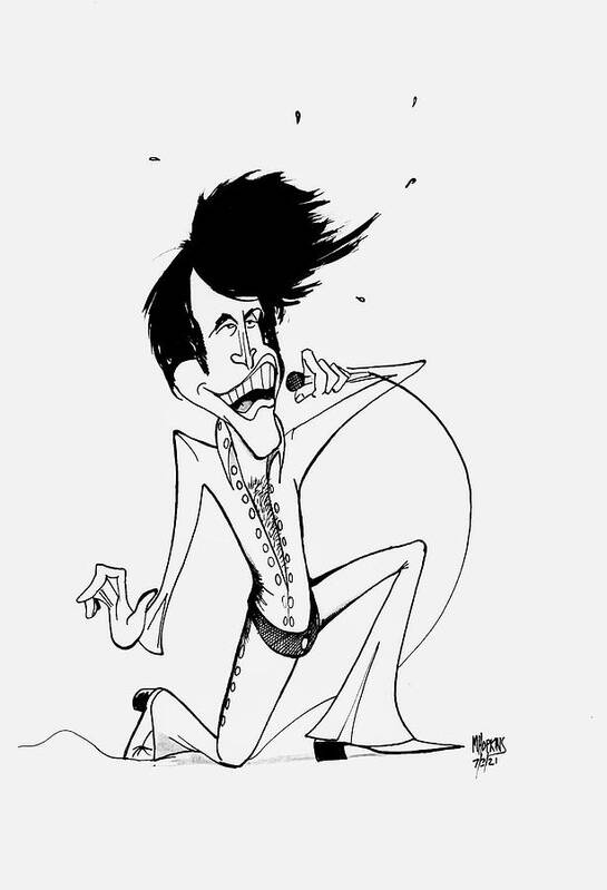 Elvis Art Print featuring the drawing Elvis '71 by Michael Hopkins