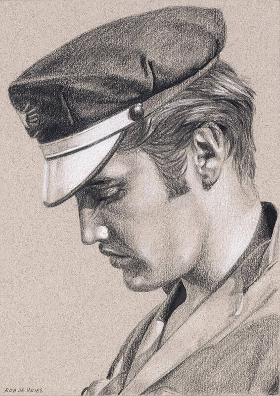 Elvis Art Print featuring the drawing Elvis in charcoal #222 by Rob De Vries