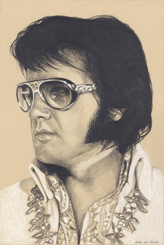 Elvis Art Print featuring the drawing Elvis in Charcoal #266 by Rob De Vries