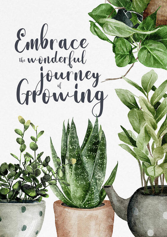 Plant Mom Art Print featuring the digital art Embrace The Wonderful Journey of Growing by Sambel Pedes