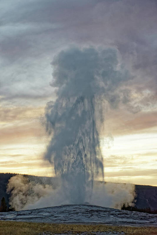 Eruption! Art Print featuring the photograph Eruption -- Old Faithful Geyser in Yellowstone National Park, Wyoming by Darin Volpe