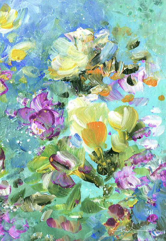 Flower Art Print featuring the painting Explosion Of Joy 22 Dyptic 02 by Miki De Goodaboom