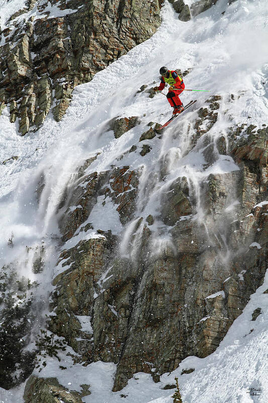 Utah Art Print featuring the photograph Extreme Skiing Competition Skier - Snowbird, Utah by Brett Pelletier