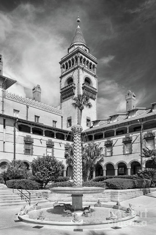 Flagler College Art Print featuring the photograph Flagler College Courtyard Fountain by University Icons