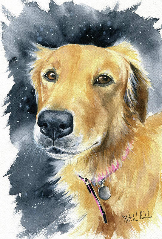 Dog Art Print featuring the painting Fleece Dog Portrait by Dora Hathazi Mendes