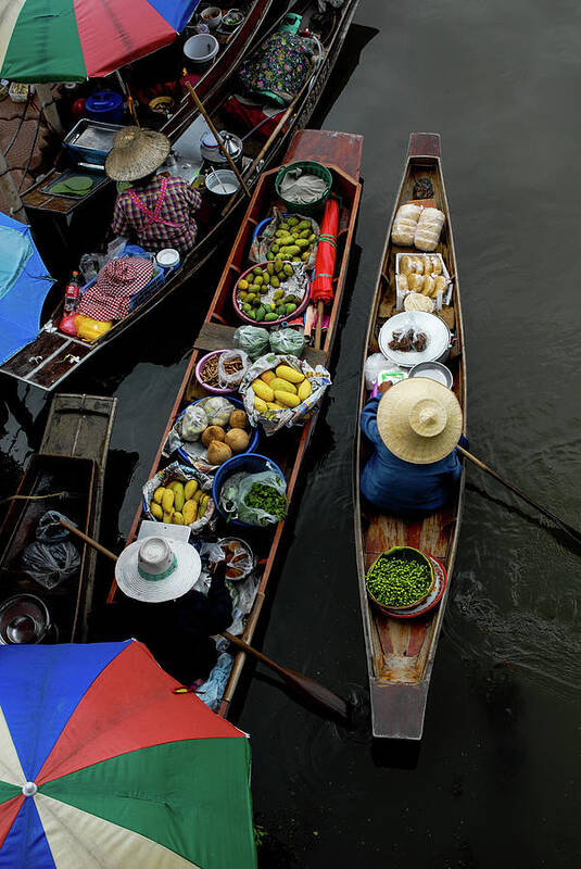 Floating Art Print featuring the photograph Market Mornings - Floating Market, Thailand by Earth And Spirit