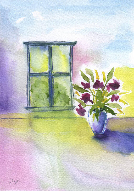 Flowers By The Window Art Print featuring the painting Flowers By The Window by Frank Bright