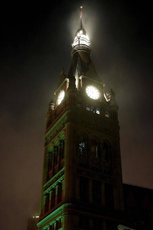 Fog Around Milwaukee City Hall Clocktower Art Print
