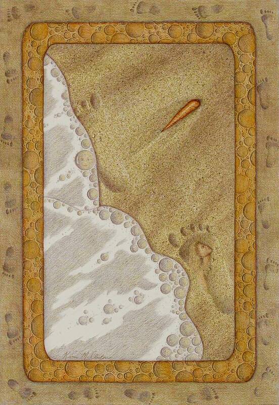 Kim Mcclinton Art Print featuring the painting Washed Away- Footprints, Foam, and Fate by Kim McClinton