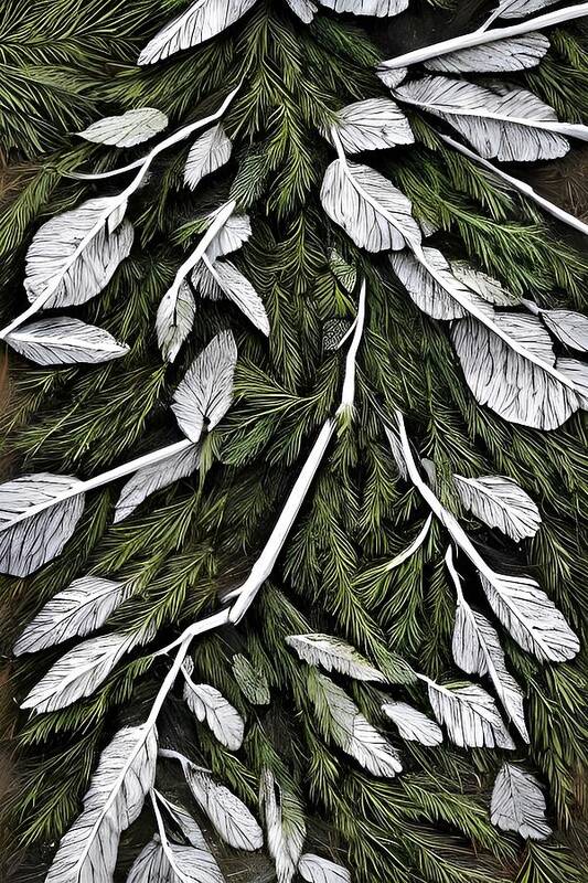 Fir Tree Art Print featuring the mixed media Forest Flora by Bonnie Bruno