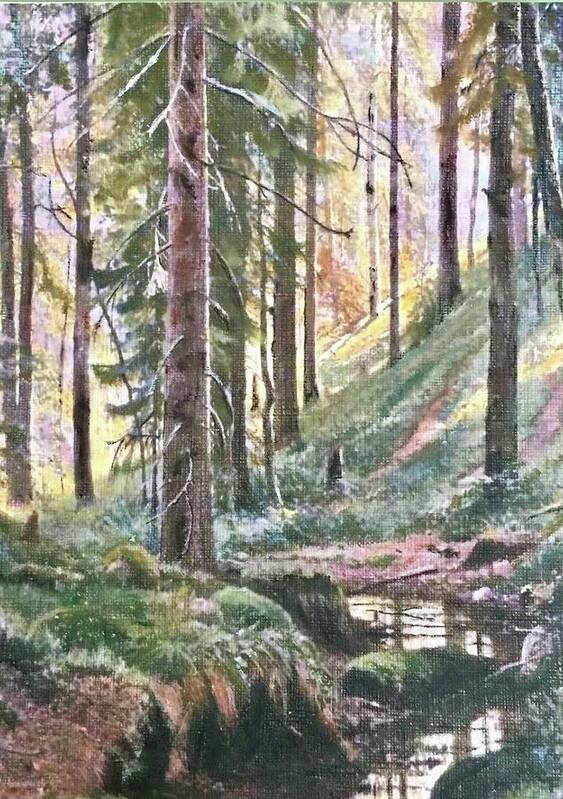 Forest Art Print featuring the painting Forest Light by Cara Frafjord