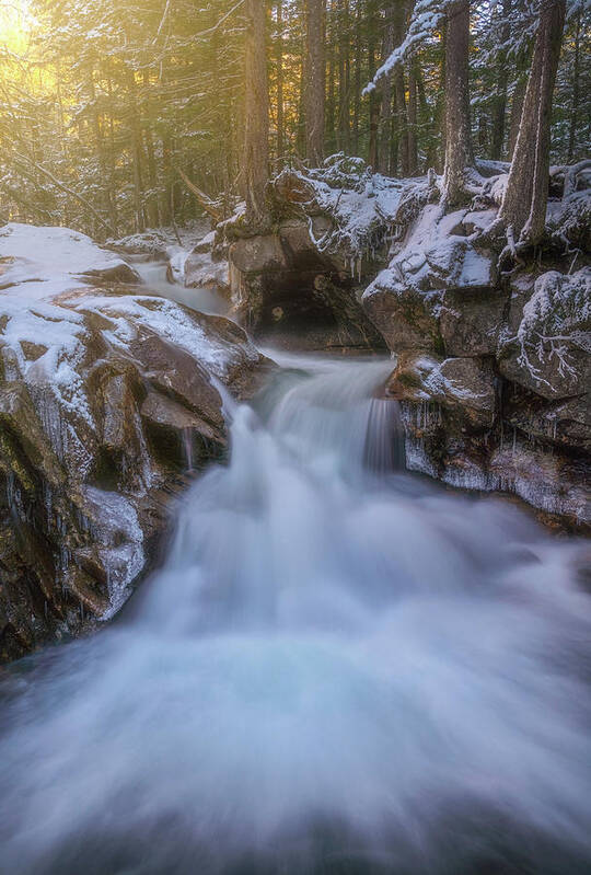 Waterfalls Art Print featuring the photograph Frosted Creek Sunrise by Darren White