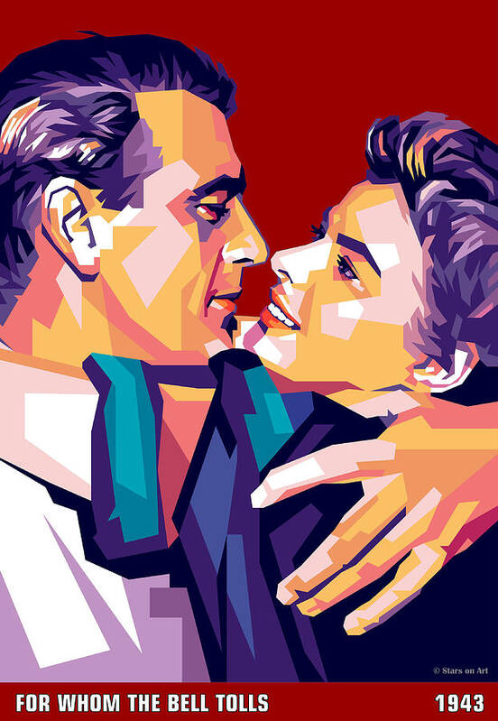 Gary Cooper Art Print featuring the digital art Gary Cooper and Ingrid Bergman by Movie World Posters