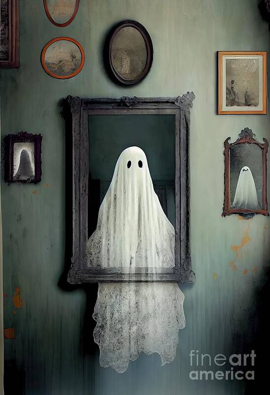 Ghost Art Print featuring the painting Ghost In The Frame by N Akkash