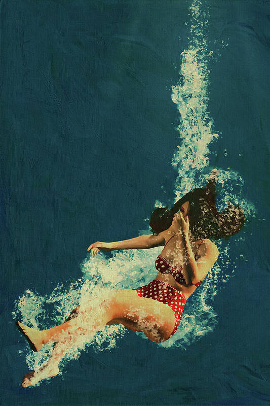 Water Art Print featuring the digital art Girl Diving Into Water III by Jan Keteleer