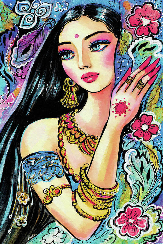 Beautiful Indian Woman Art Print featuring the painting Gita by Eva Campbell