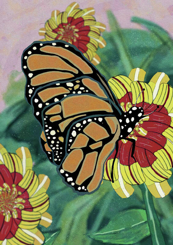 Butterfly Art Print featuring the digital art Glass Butterfly by Rose Lewis