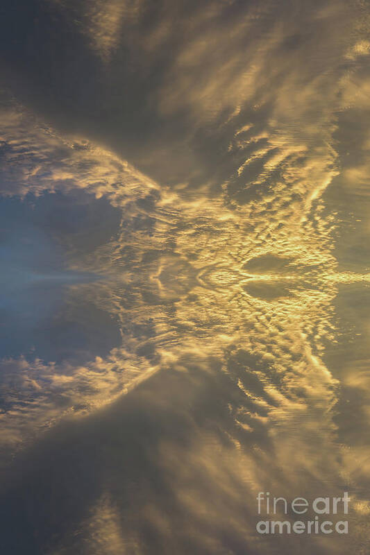 Clouds Art Print featuring the digital art Golden clouds in the sunset sky 1 by Adriana Mueller