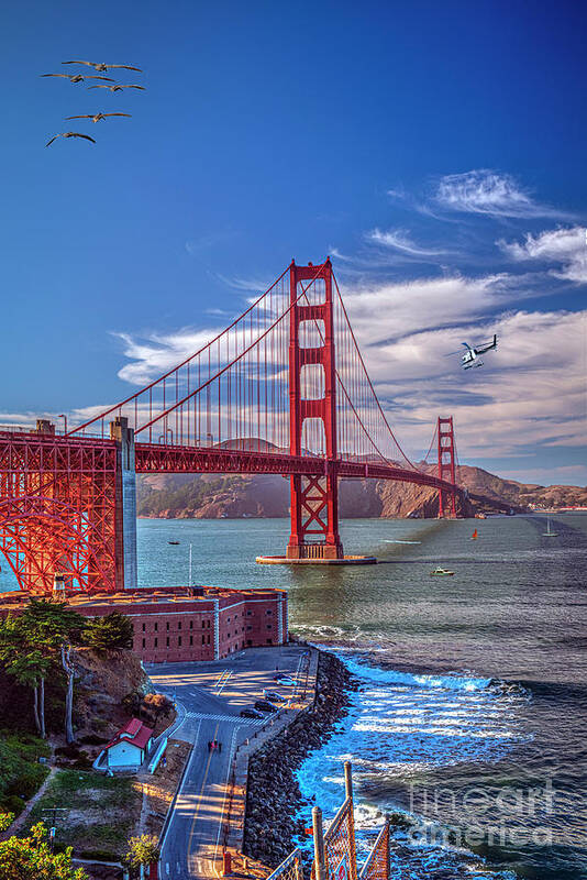 Golden Gate Bridge Is In An Elegant Art Deco Style 1.7-mile Golden Gate Bridge Suspension Span Between San Francisco And Marin Counties One Of The Most Beloved Bridges In The World Art Print featuring the photograph Golden Gate Bridge Vertical by David Zanzinger