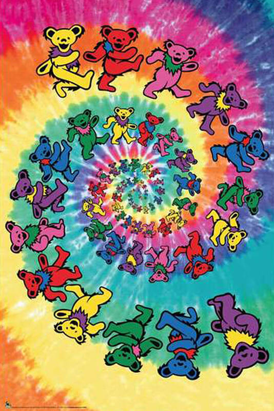 Pastel Tie Dye Art Print featuring the digital art Grateful Dead Spiral Bear by Larry Butlerry