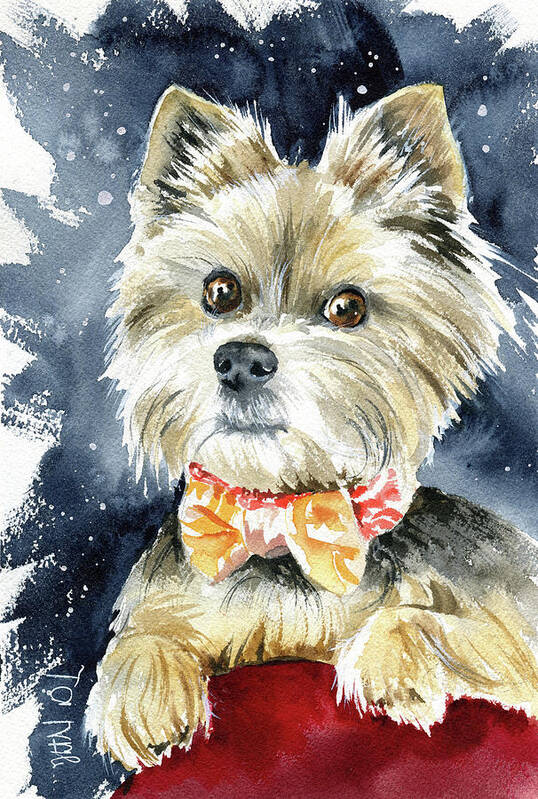 Yorkshire Art Print featuring the painting Guido Yorkshire Terrier Dog Painting by Dora Hathazi Mendes