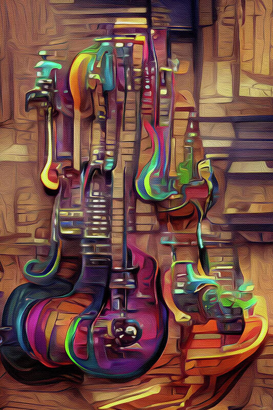  Art Print featuring the digital art Guitar Shop by Michelle Hoffmann