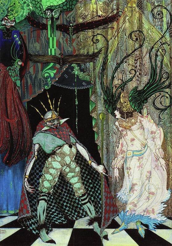 Hans Christian Andersen Art Print featuring the drawing Harry Clarke illustrations for Andersen's Fairy Tales 1916 - The Travelling Companion by Harry Clarke
