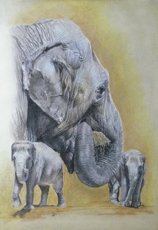 Elephant Art Print featuring the mixed media Heavy-duty by Barbara Keith