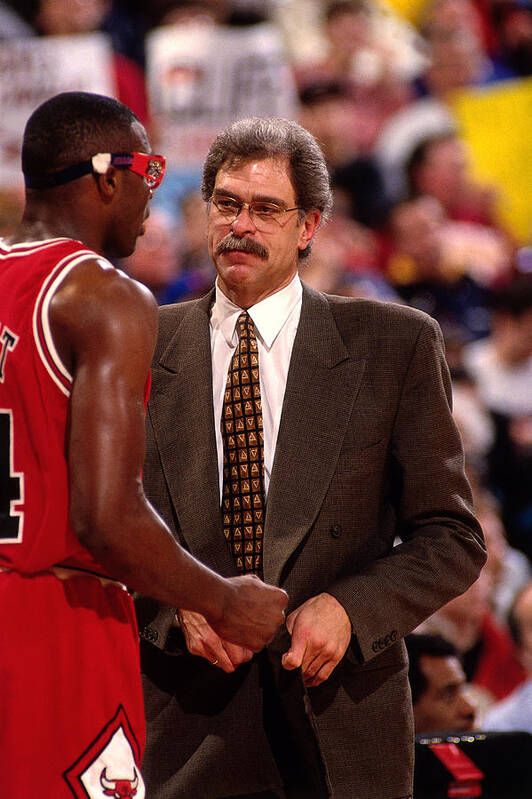 Chicago Bulls Art Print featuring the photograph Horace Grant and Phil Jackson by Rocky Widner