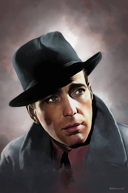 Humphrey Bogart Art Print featuring the digital art Humphrey Bogart illustration by Movie World Posters