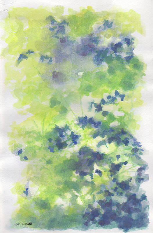 Hydrangea Art Print featuring the painting I See a Hydrangea by Anne Katzeff