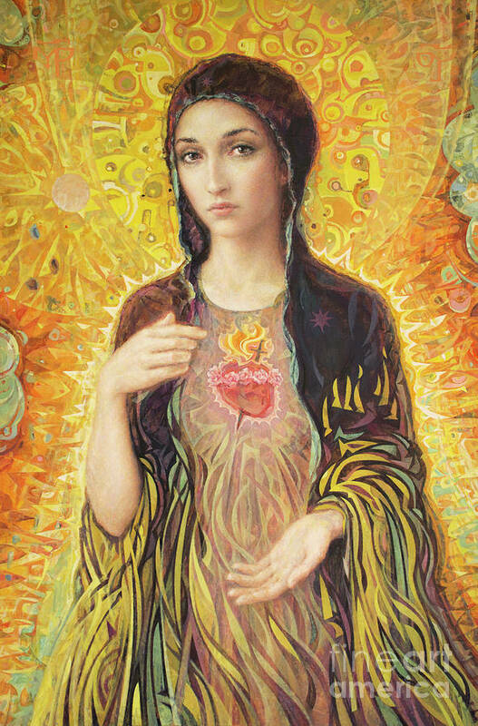 Immaculate Heart Of Mary Art Print featuring the painting Immaculate Heart of Mary olmc by Smith Catholic Art