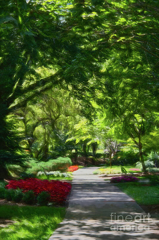 Nature Art Print featuring the digital art Impressionist Garden Path by Amy Dundon