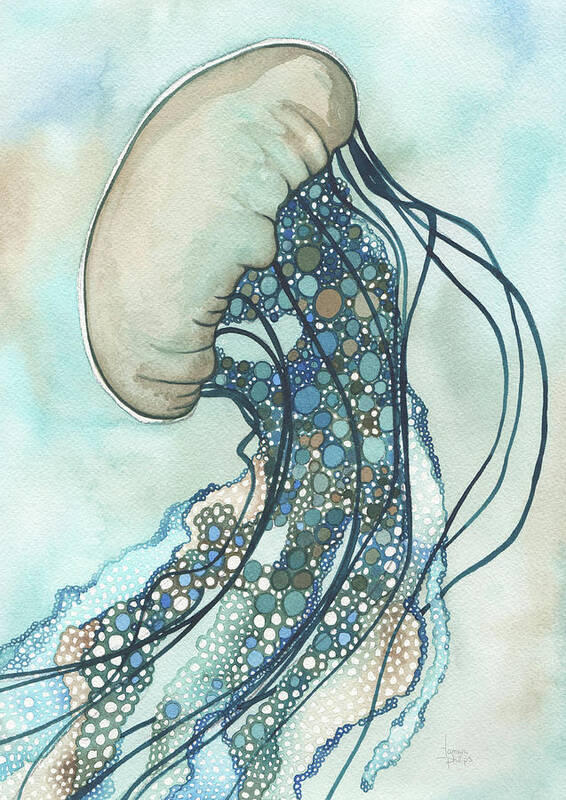 Marine Art Print featuring the painting Jellyfish II by Tamara Phillips