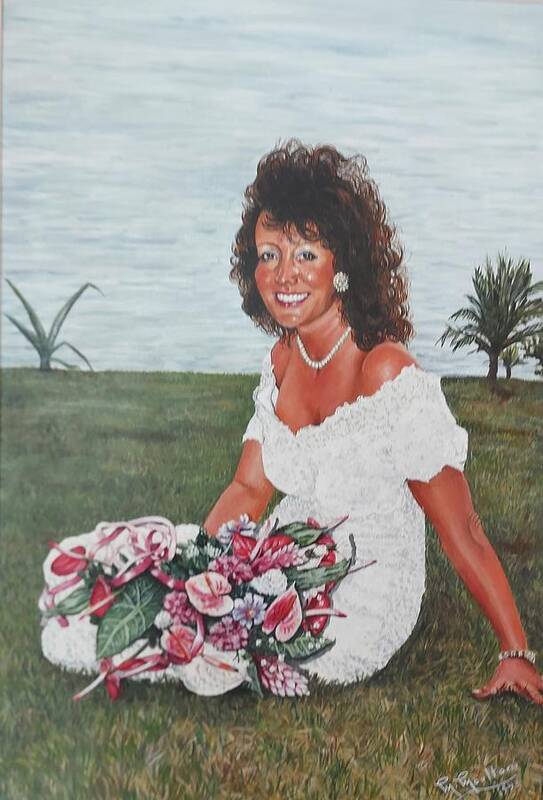 St Lucia Art Print featuring the painting Kay on her wedding day in St Lucia by Mackenzie Moulton