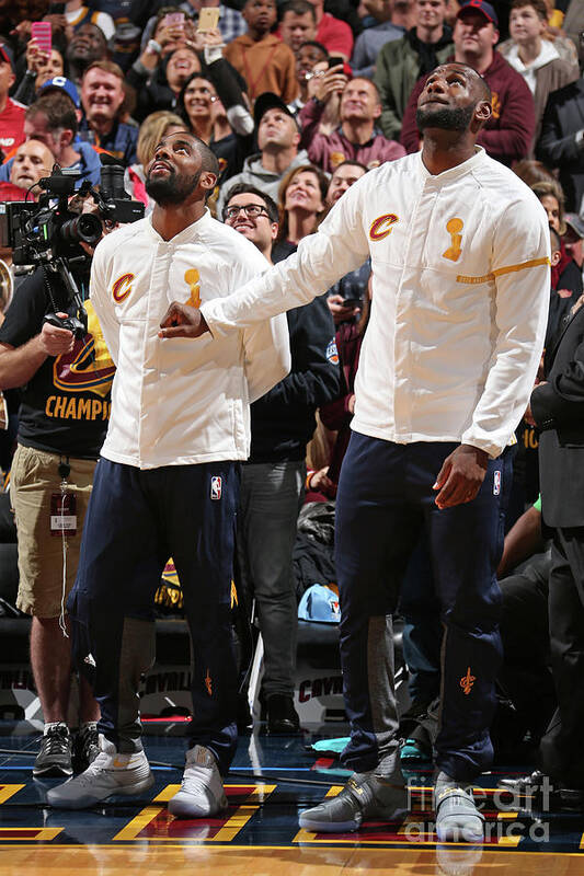 Nba Pro Basketball Art Print featuring the photograph Kyrie Irving and Lebron James by Nathaniel S. Butler