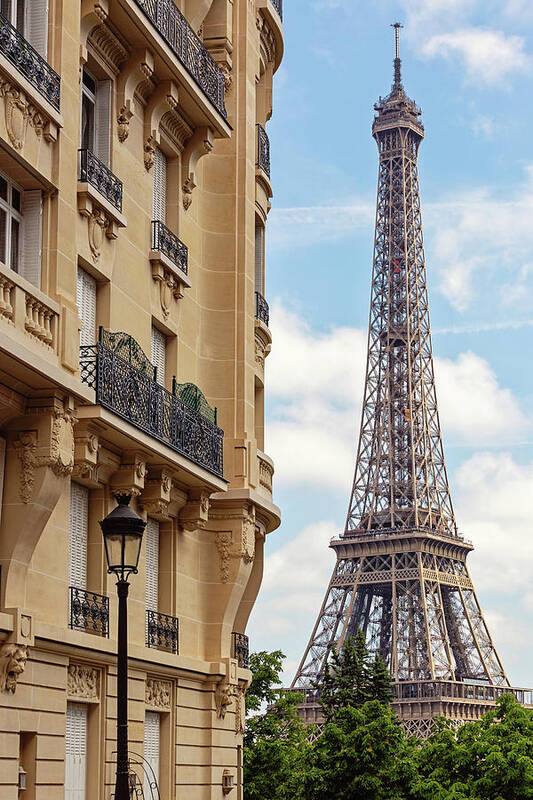 Eiffel Tower Photography Art Print featuring the photograph La Tour Eiffel from Avenue de Camoens by Melanie Alexandra Price