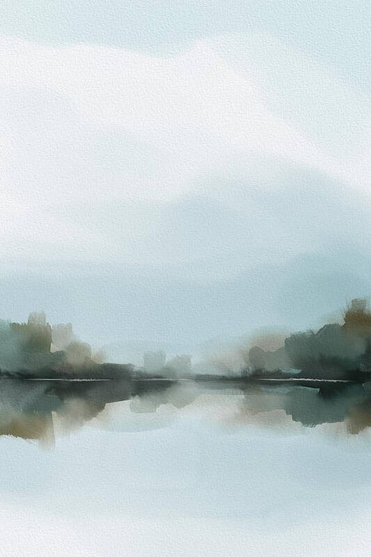 Lake Painting Art Print featuring the digital art Lake Alice - Watercolor Abstract Landscape by Shawn Conn