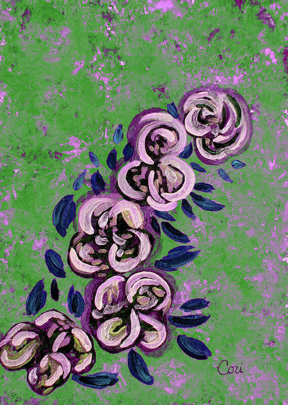 Flower Art Print featuring the painting Laki Pink and Green by Corinne Carroll